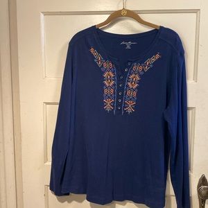 Eddie Bauer Embroidered Rib Knit Top. 100% Cotton. Size XXL